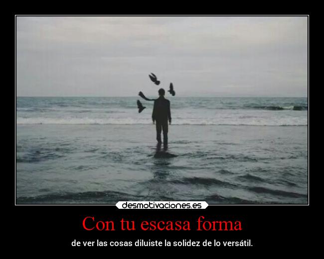 Con tu escasa forma - de ver las cosas diluiste la solidez de lo versátil.