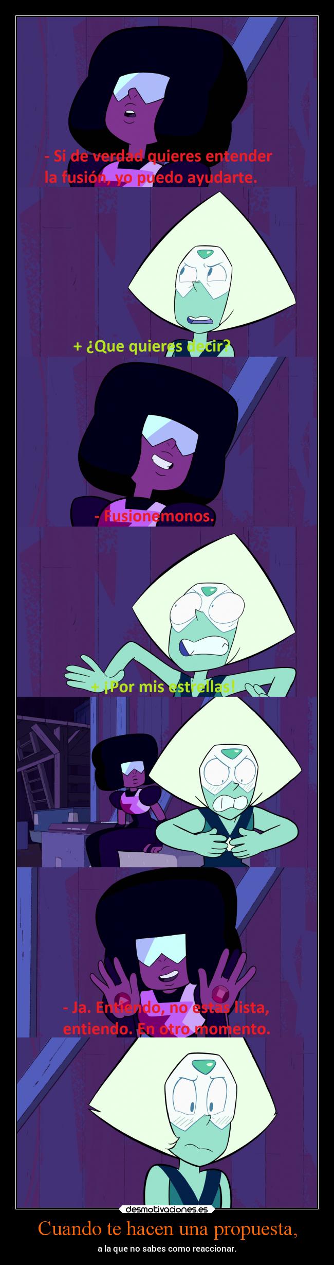 carteles silencio propuesta reaccionar steven universe garnet peridot desmotivaciones