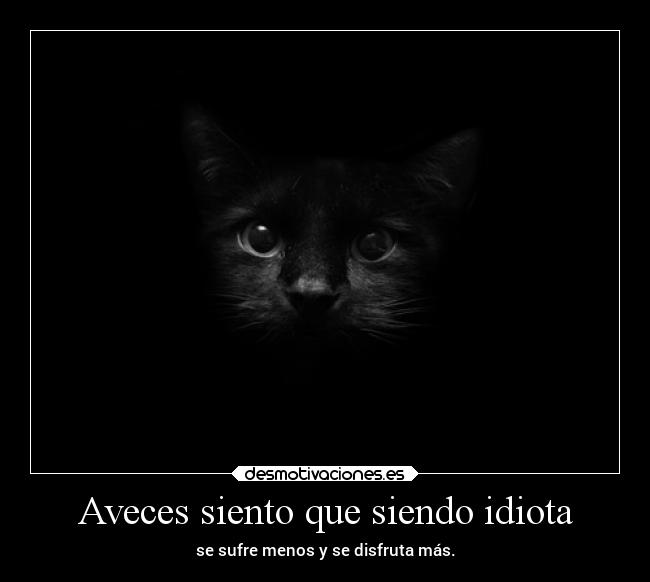 Aveces siento que siendo idiota - se sufre menos y se disfruta más.