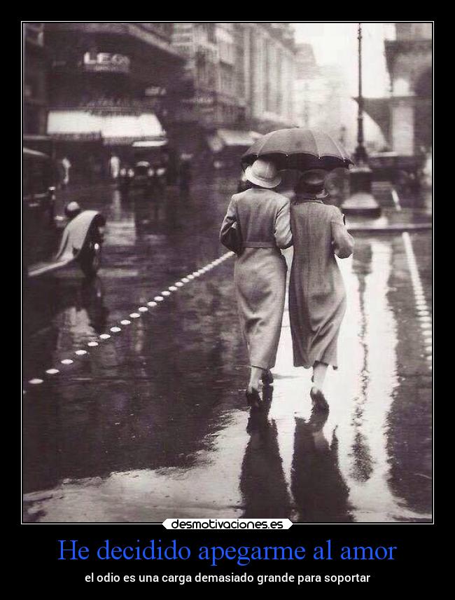 He decidido apegarme al amor - el odio es una carga demasiado grande para soportar