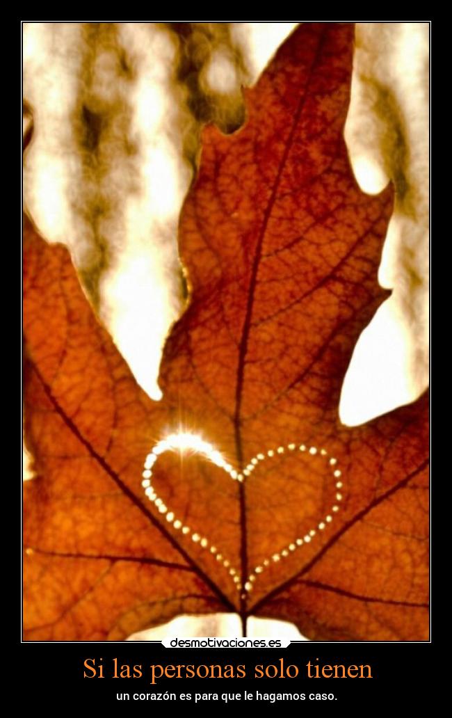 Si las personas solo tienen - un corazón es para que le hagamos caso.