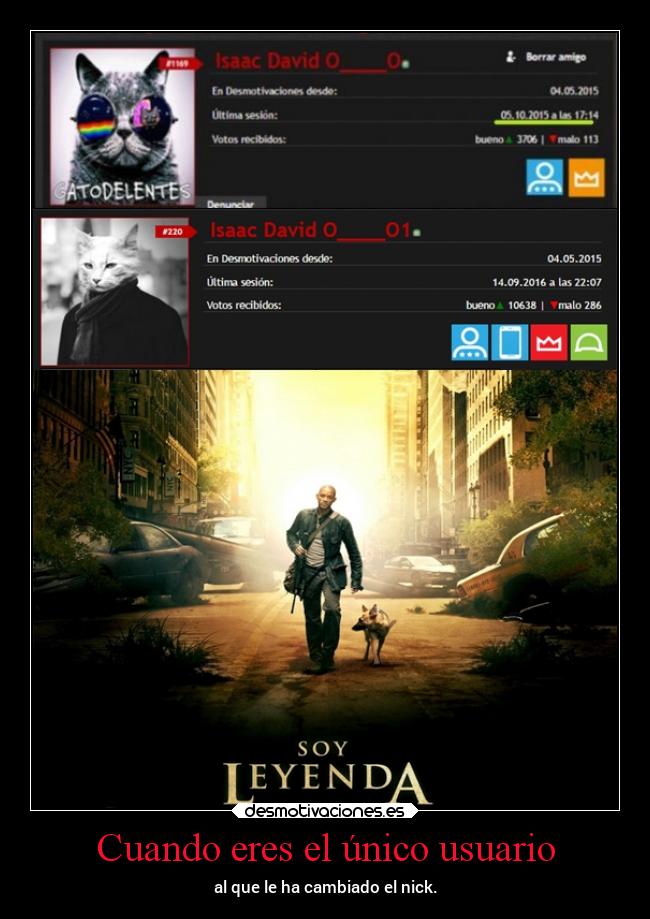 Cuando eres el único usuario - al que le ha cambiado el nick.