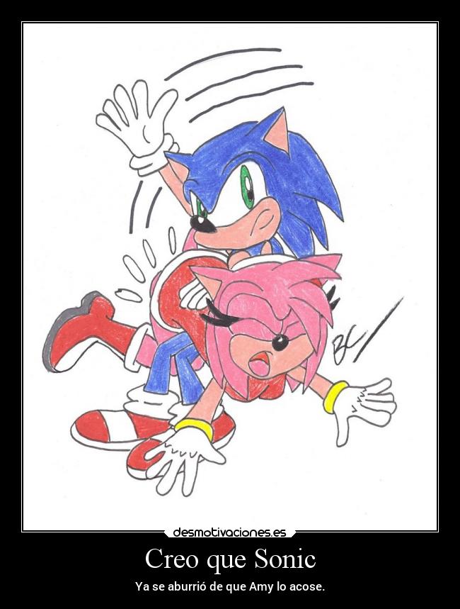 Creo que Sonic - Ya se aburrió de que Amy lo acose.