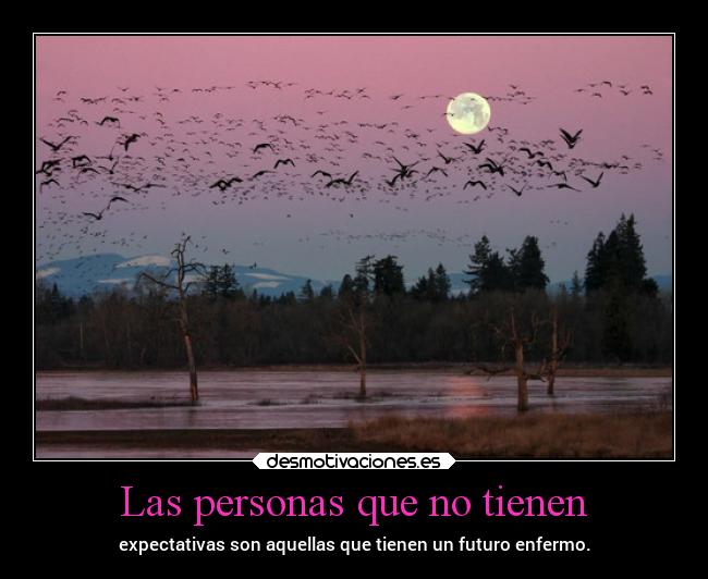 Las personas que no tienen - expectativas son aquellas que tienen un futuro enfermo.