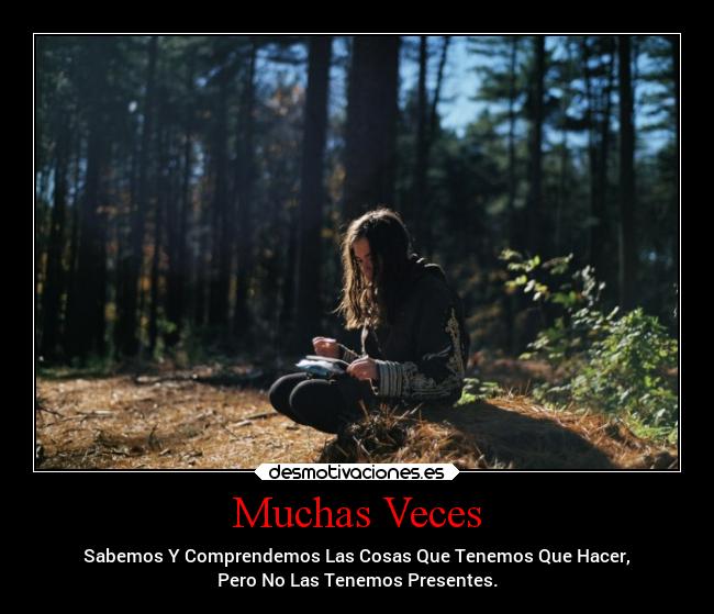 Muchas Veces - Sabemos Y Comprendemos Las Cosas Que Tenemos Que Hacer,
Pero No Las Tenemos Presentes.