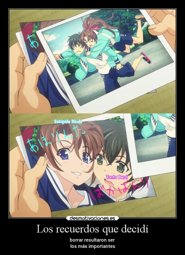 carteles recuerdos anime amor olvidar koko banri golden goldentime recuerdo borrar importante desmotivaciones