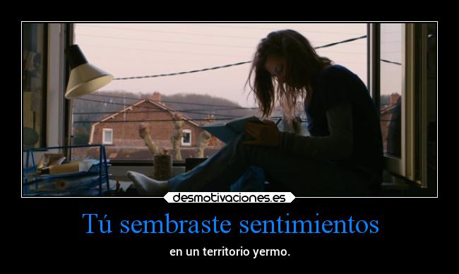 Tú sembraste sentimientos - en un territorio yermo.