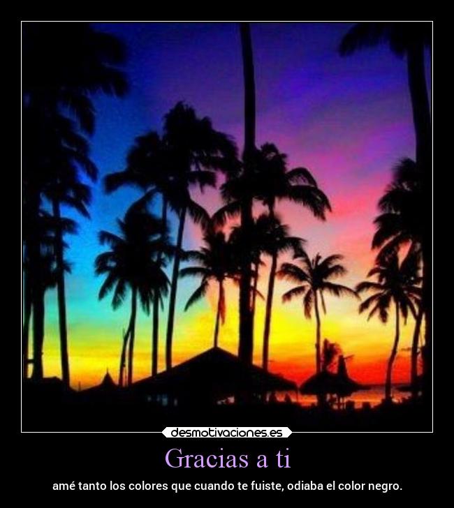 Gracias a ti - amé tanto los colores que cuando te fuiste, odiaba el color negro.