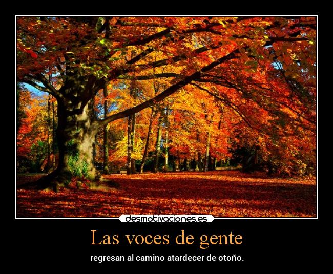 Las voces de gente - regresan al camino atardecer de otoño.