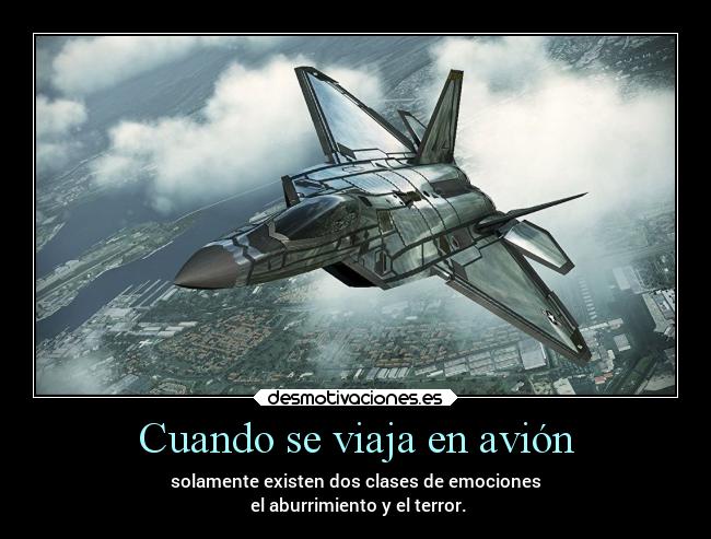 Cuando se viaja en avión - solamente existen dos clases de emociones
el aburrimiento y el terror.