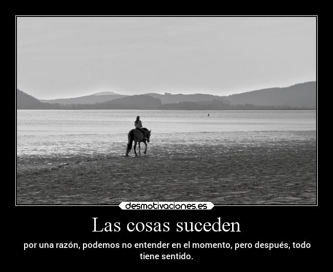 Las cosas suceden - por una razón, podemos no entender en el momento, pero después, todo
tiene sentido.