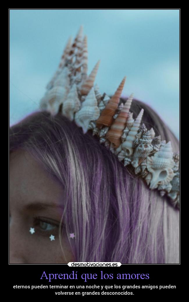 Aprendí que los amores - eternos pueden terminar en una noche y que los grandes amigos pueden
volverse en grandes desconocidos.