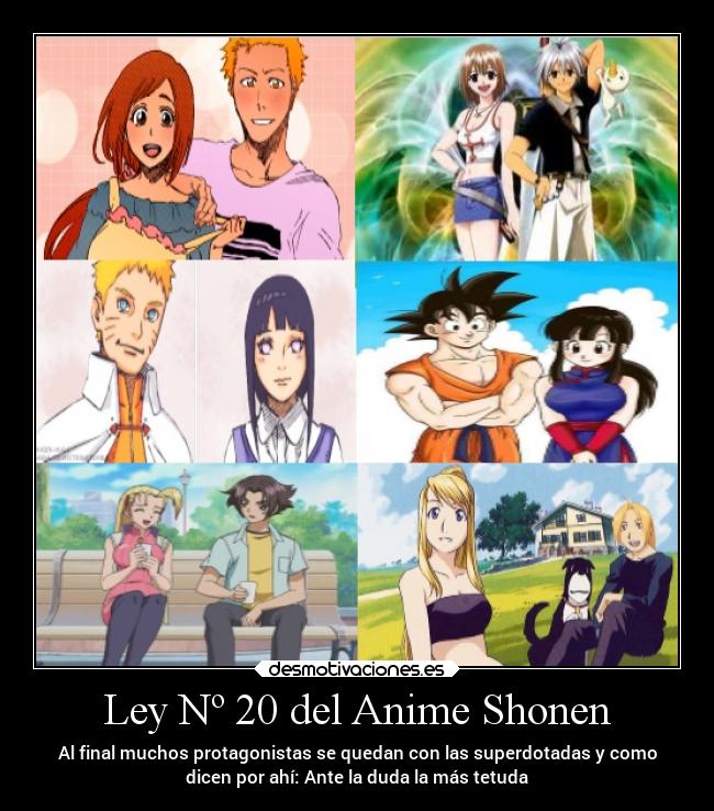 Ley Nº 20 del Anime Shonen - Al final muchos protagonistas se quedan con las superdotadas y como
dicen por ahí: Ante la duda la más tetuda