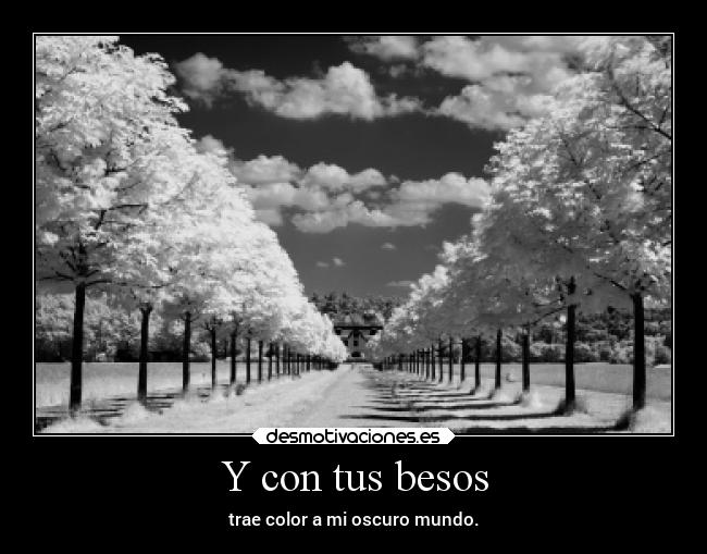 Y con tus besos - trae color a mi oscuro mundo.