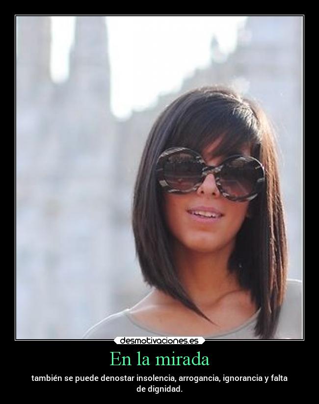 En la mirada - también se puede denostar insolencia, arrogancia, ignorancia y falta
de dignidad.