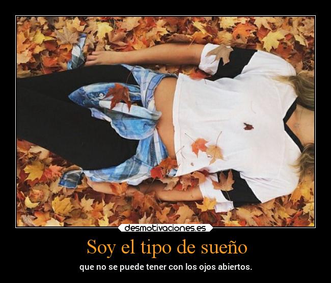 Soy el tipo de sueño - que no se puede tener con los ojos abiertos.