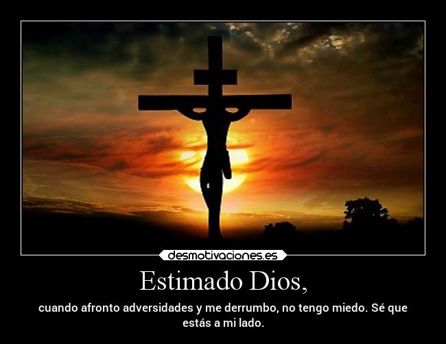 Estimado Dios, - cuando afronto adversidades y me derrumbo, no tengo miedo. Sé que
estás a mi lado.