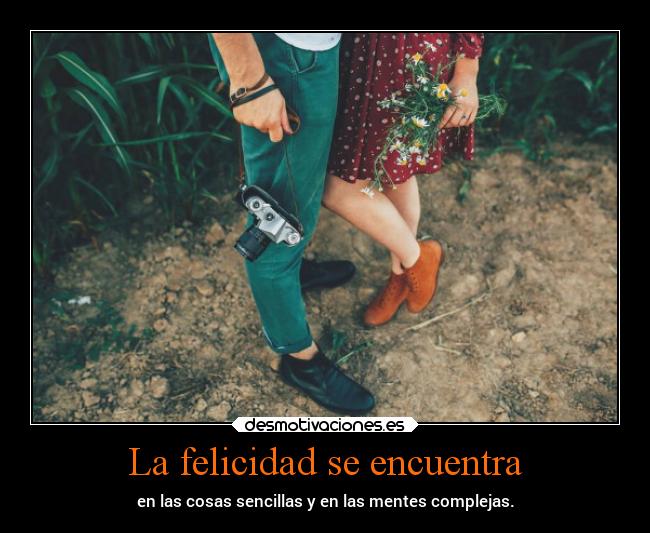 La felicidad se encuentra - en las cosas sencillas y en las mentes complejas.