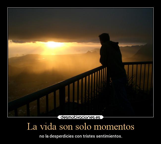 La vida son solo momentos - no la desperdicies con tristes sentimientos.