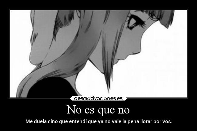 No es que no - Me duela sino que entendí que ya no vale la pena llorar por vos.