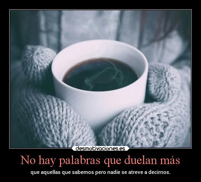 No hay palabras que duelan más - que aquellas que sabemos pero nadie se atreve a decirnos.