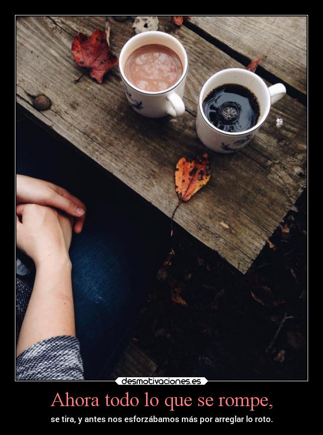 Ahora todo lo que se rompe, - se tira, y antes nos esforzábamos más por arreglar lo roto.