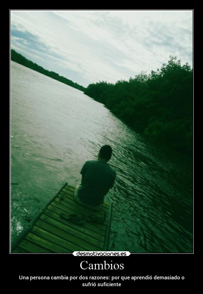 Cambios - Una persona cambia por dos razones: por que aprendió demasiado o
sufrió suficiente