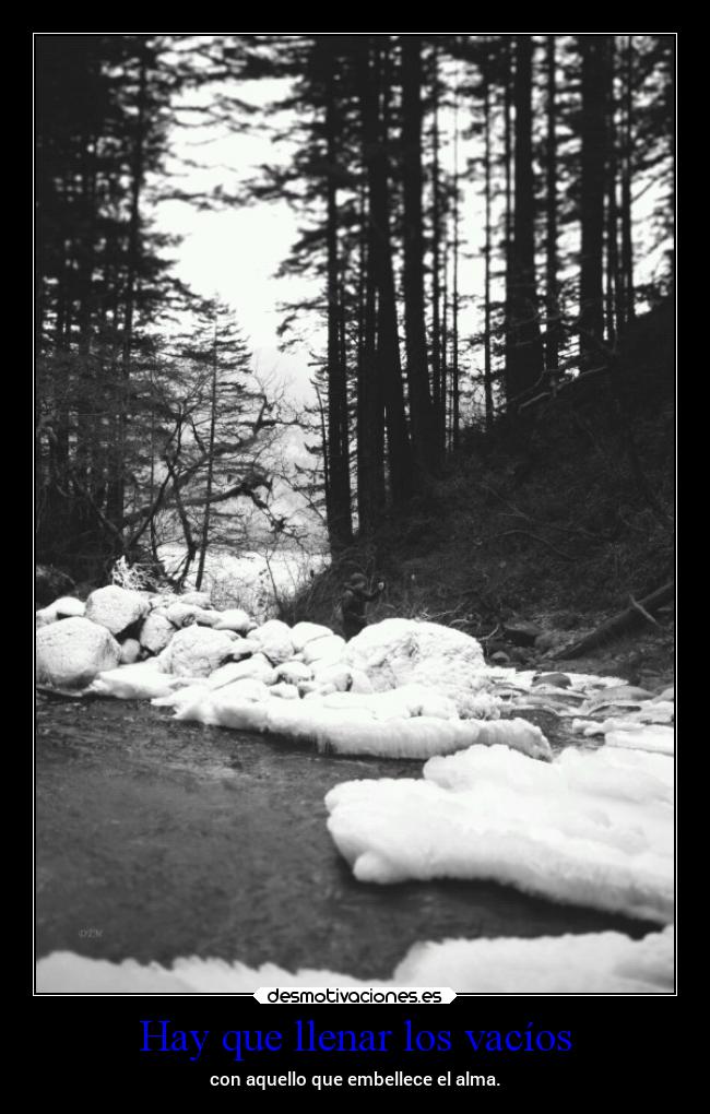 Hay que llenar los vacíos - con aquello que embellece el alma.