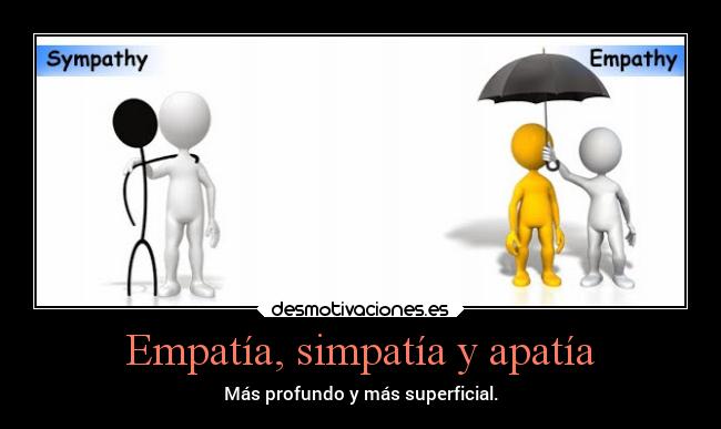 Empatía, simpatía y apatía - Más profundo y más superficial.