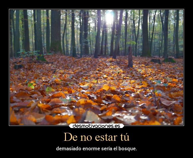 De no estar tú - demasiado enorme sería el bosque.