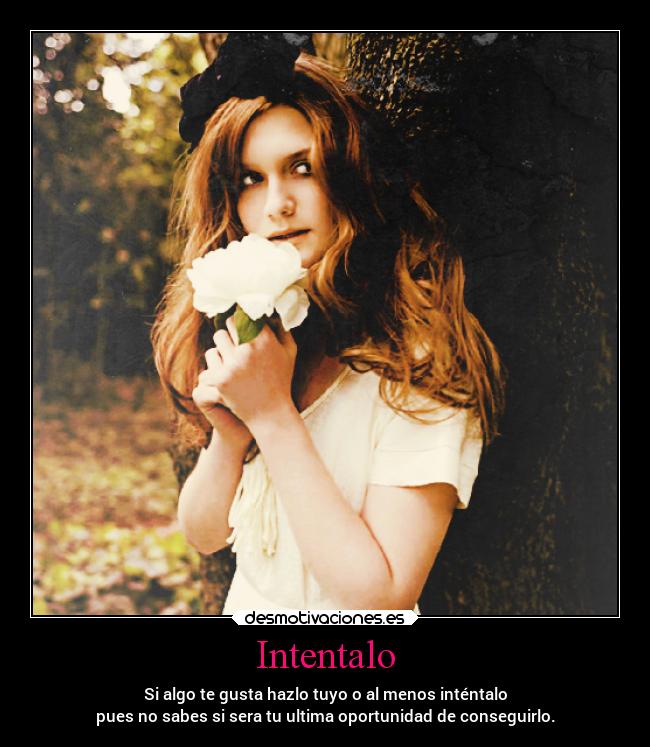 Intentalo - Si algo te gusta hazlo tuyo o al menos inténtalo
pues no sabes si sera tu ultima oportunidad de conseguirlo.