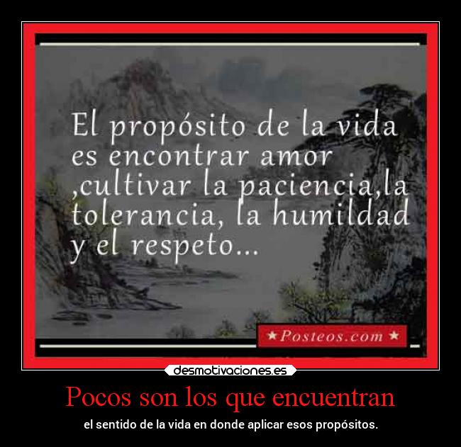 Pocos son los que encuentran - el sentido de la vida en donde aplicar esos propósitos.