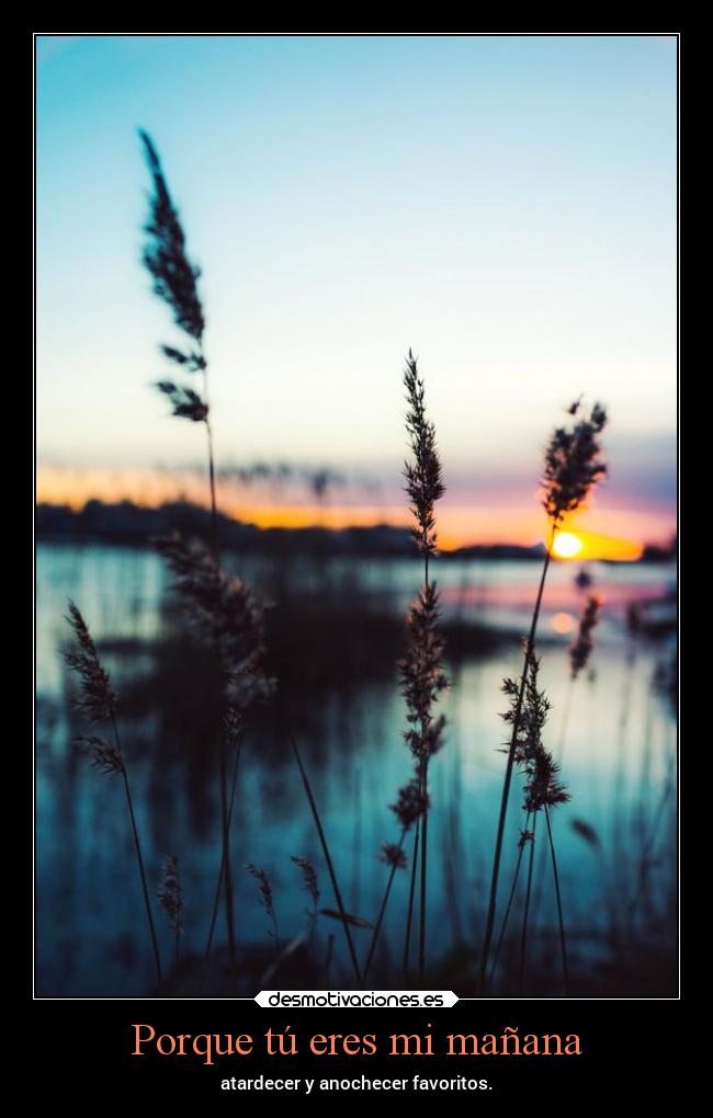 Porque tú eres mi mañana - atardecer y anochecer favoritos.