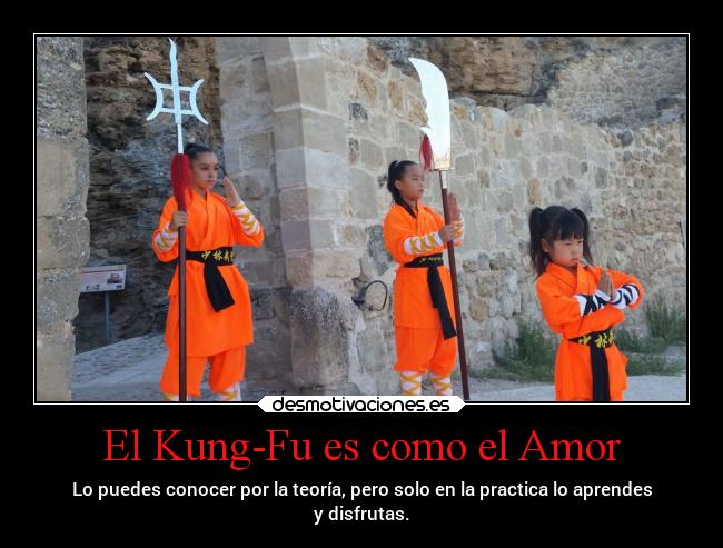 El Kung-Fu es como el Amor - Lo puedes conocer por la teoría, pero solo en la practica lo aprendes
y disfrutas.