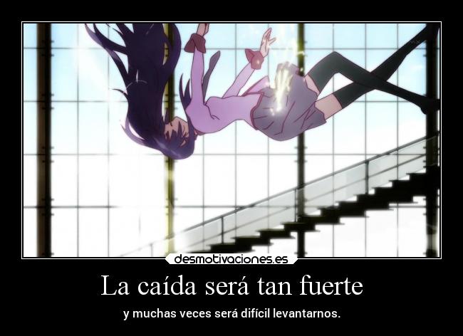 carteles anime bakemonogatari caidas senjougahara doniisback doni desmotivaciones