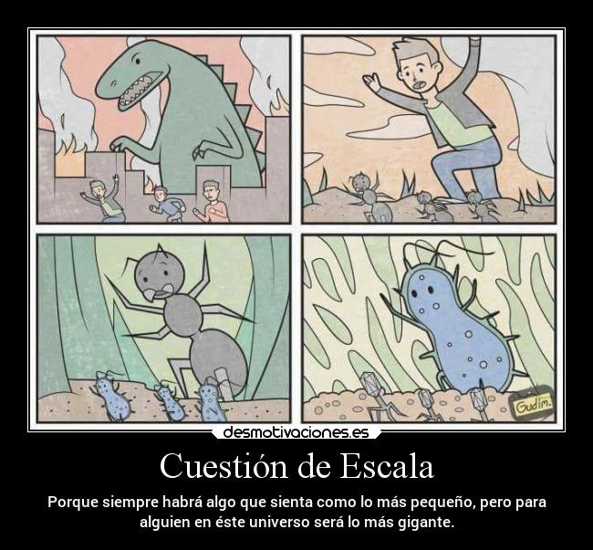 Cuestión de Escala - Porque siempre habrá algo que sienta como lo más pequeño, pero para
alguien en éste universo será lo más gigante.