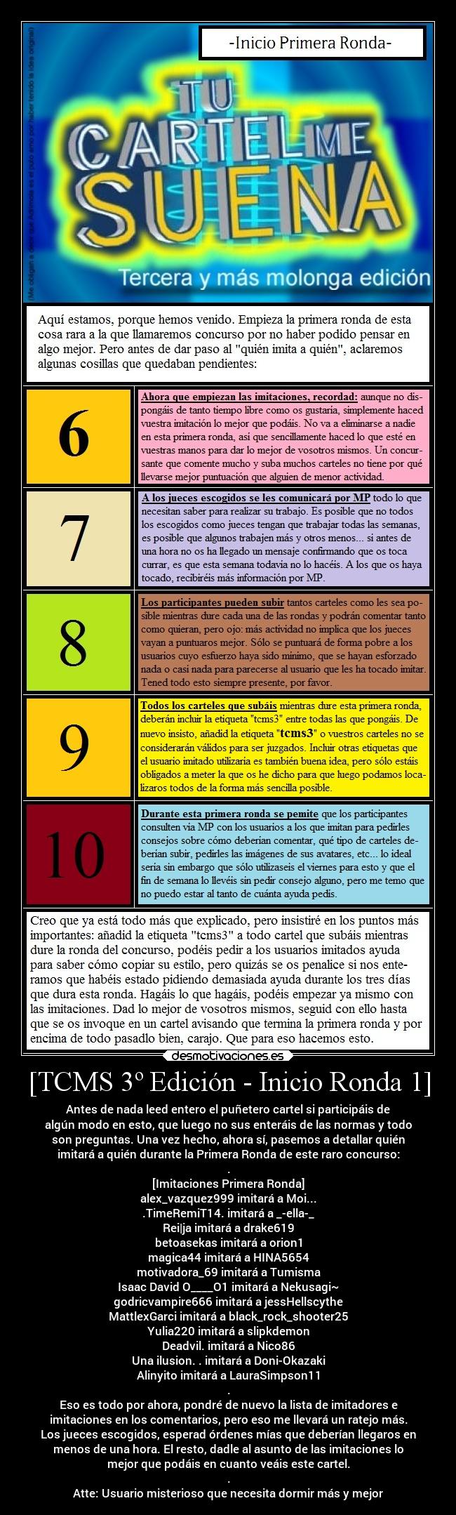 [TCMS 3º Edición - Inicio Ronda 1] - 