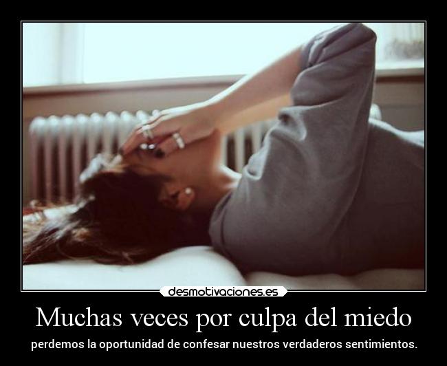 Muchas veces por culpa del miedo - perdemos la oportunidad de confesar nuestros verdaderos sentimientos.