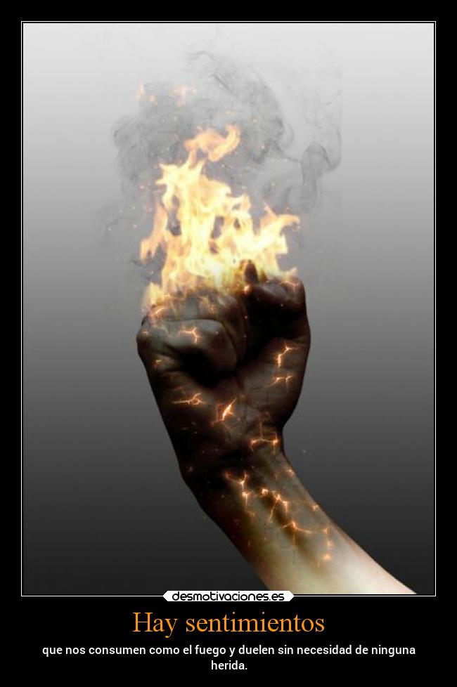 Hay sentimientos - que nos consumen como el fuego y duelen sin necesidad de ninguna
herida.