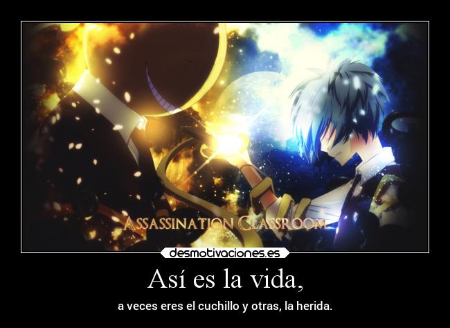 Así es la vida, - a veces eres el cuchillo y otras, la herida.