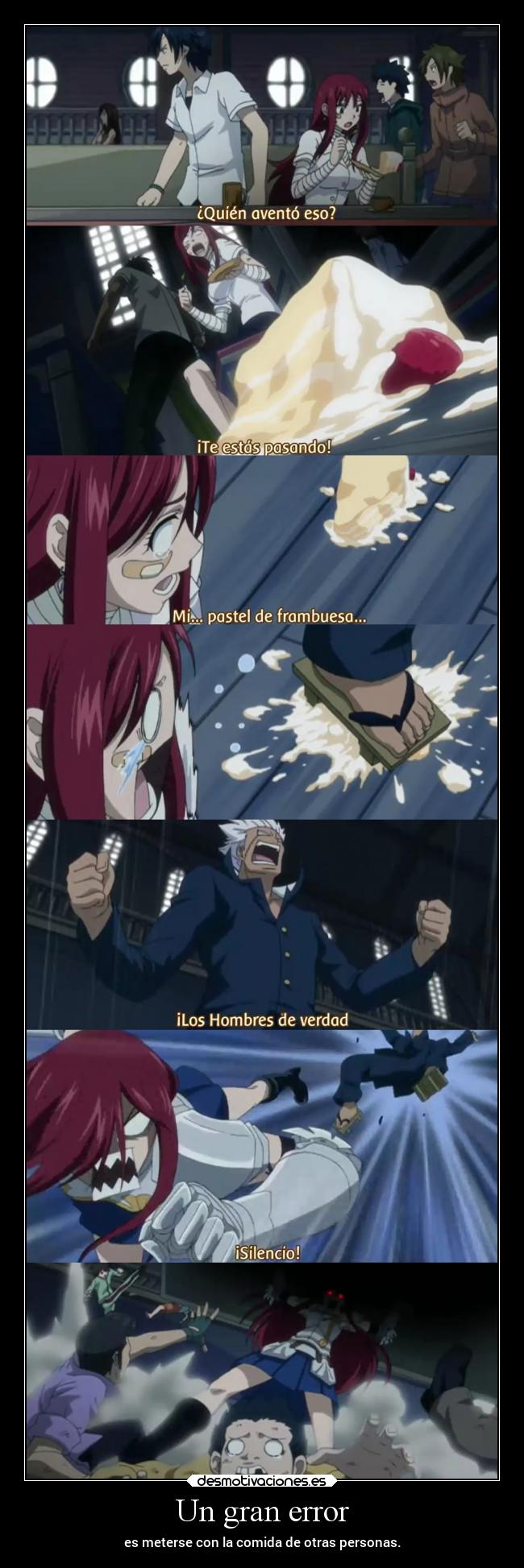 carteles anime comida robar defender raptorhunters erza erosekai desmotivaciones