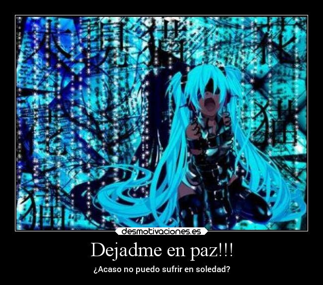 Dejadme en paz!!! - ¿Acaso no puedo sufrir en soledad?
