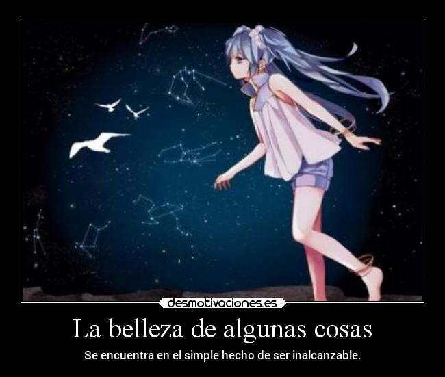 La belleza de algunas cosas - Se encuentra en el simple hecho de ser inalcanzable.