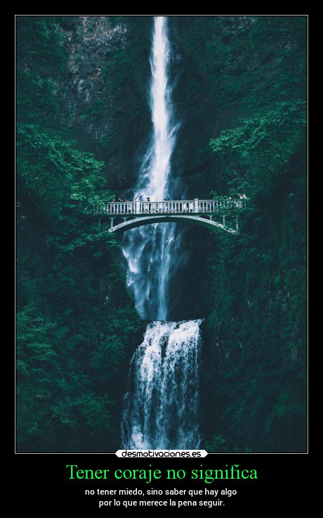 Tener coraje no significa - no tener miedo, sino saber que hay algo 
por lo que merece la pena seguir.