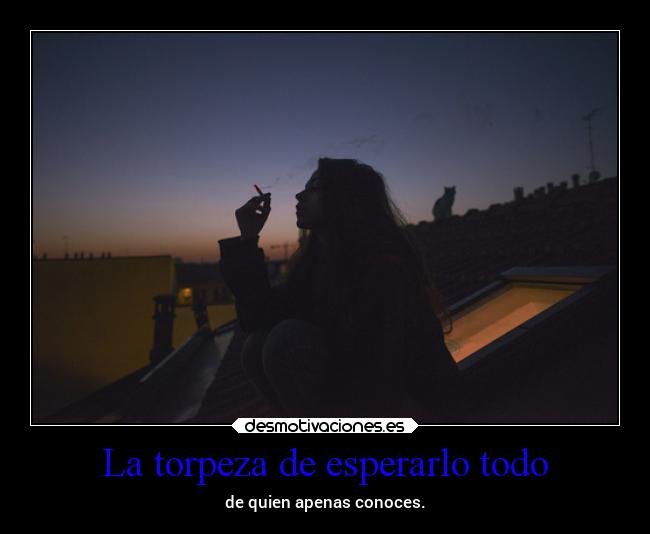 La torpeza de esperarlo todo - de quien apenas conoces.