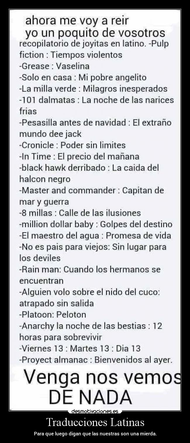 Traducciones Latinas - Para que luego digan que las nuestras son una mierda.