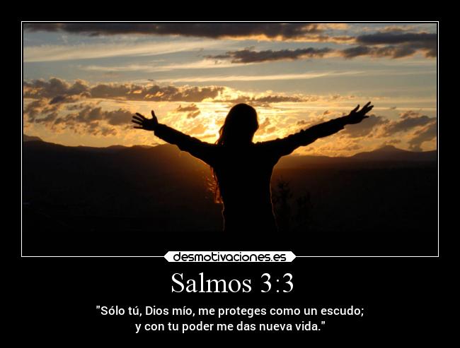 Salmos 3:3 - Sólo tú, Dios mío, me proteges como un escudo;
y con tu poder me das nueva vida.