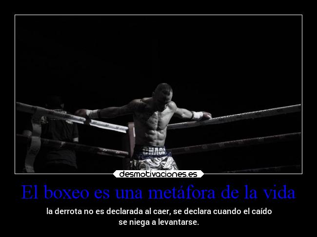 El boxeo es una metáfora de la vida - la derrota no es declarada al caer, se declara cuando el caído
se niega a levantarse.