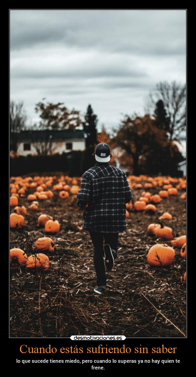 Cuando estás sufriendo sin saber - lo que sucede tienes miedo, pero cuando lo superas ya no hay quien te
frene.