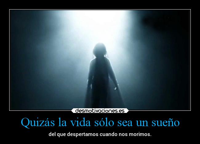 Quizás la vida sólo sea un sueño - del que despertamos cuando nos morimos.